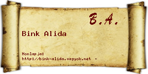 Bink Alida névjegykártya